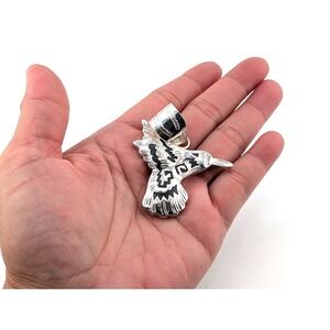 Navajo Sterling Silver Hummingbird 3D Pendant Handmade Native American Jewelry *